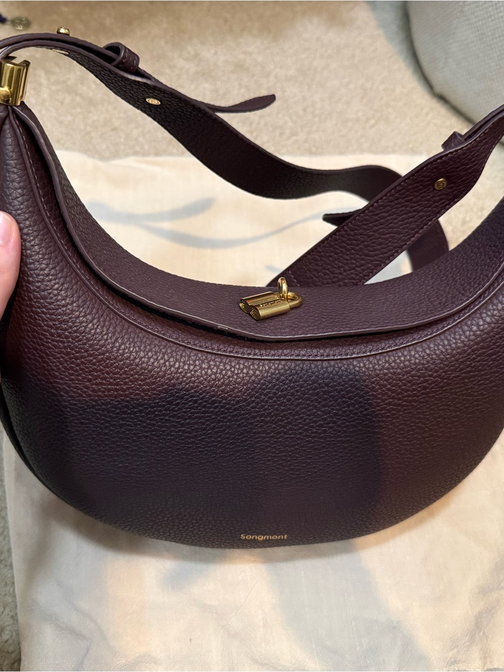 Songmont Crescent Shoulder Bag in Burgundy